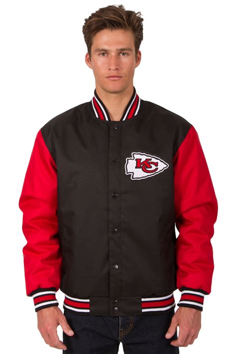 Kansas City Chiefs Poly Twill Varsity Jacket Blackred Jh Sports