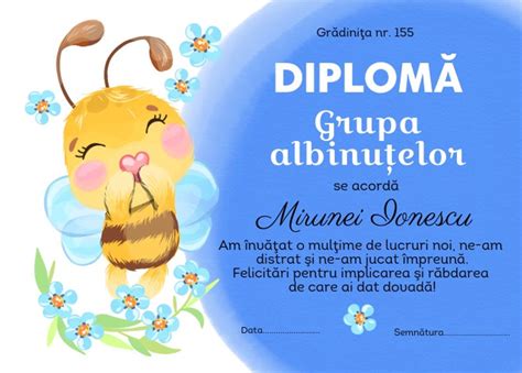 Diploma De Gradinita Pentru Grupa Albinutelor
