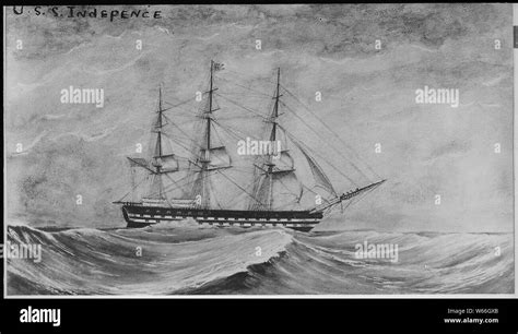 Independence 1815 74 Gun Ship Of The Line Starboard Side Under Sail
