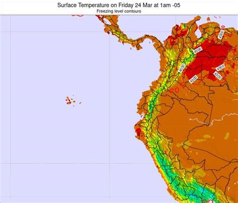 Ecuador Surface Temperature On Monday 15 Mar At 1pm Ect