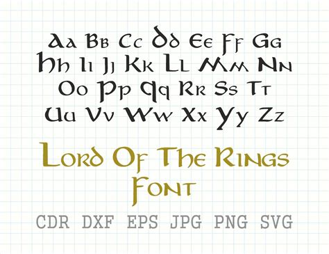 Lord Of The Rings Alphabet Lort Letters The Hobbit Alphabet Svg LOR