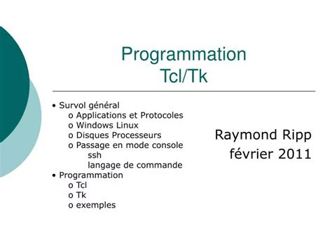 Ppt Programmation Tcltk Powerpoint Presentation Free Download Id