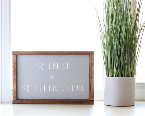 So Fresh And So Clean Clean Sign Hand Painted Framed Wood Sign Etsy