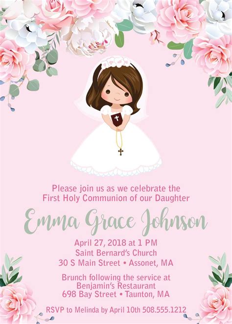 First Communion Invitations Templates Choose From Hundreds Of Designs
