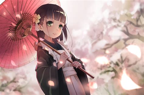 Cherry Blossom Umbrella Anime Girls Anime Hd Wallpaper