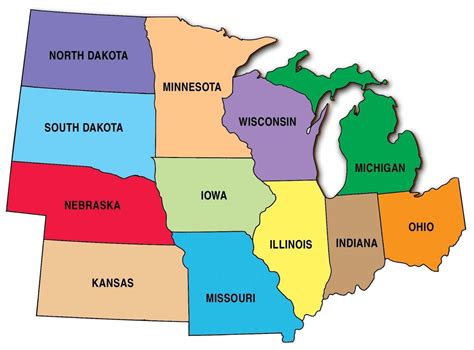 Midwest Region Map Printable
