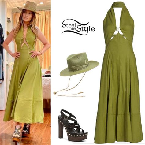 Jennifer Lopez Green Dress Platform Sandals Fashnfly