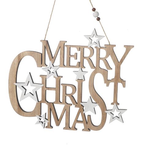 Hanging Wooden Merry Christmas Sign Roman At Home