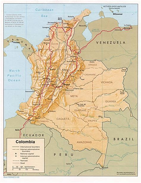 large detailed relief and administrative map of colombia with cities maps of all