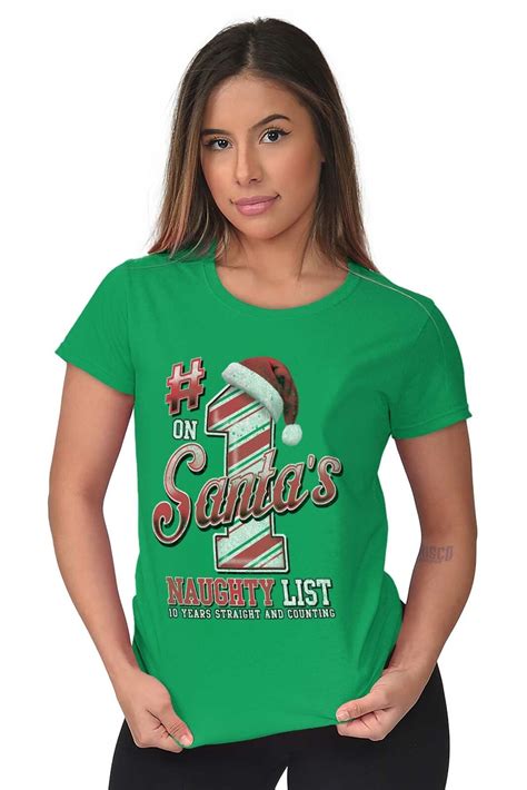 santa claus naughty list christmas elf xmas womens short sleeve ladies t shirt ebay