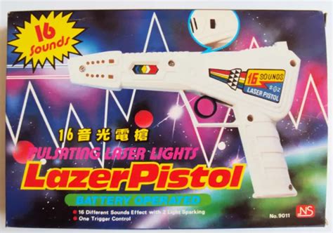 Vintage Space Ray Guns Pulsating Laser Lights Pistol Toy Boxed Mint