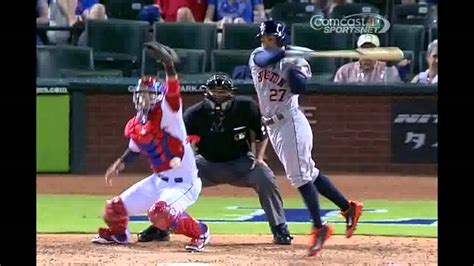 Astros Jose Altuve Makes Contact On Jump Swing Vs Rangers Youtube