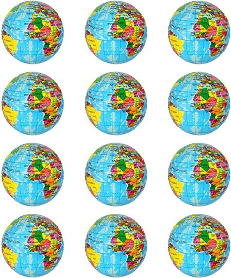 Kulannder Globe Stress Balls 12 Pack Mini Foam World Globe Squeeze