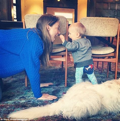 Olivia Wilde In Instagram Snap On All Fours To Play With Son Otis On