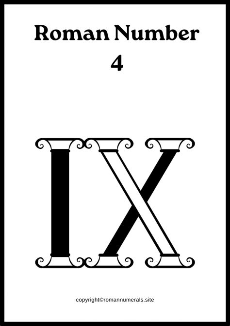 Roman Numeral 4 Free Printable Roman Number 4 In Pdf