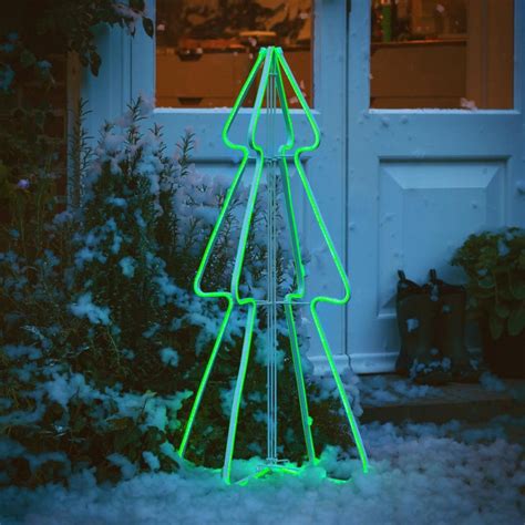 Home 3ft Neon Light Christmas Tree Green Christmas Trees
