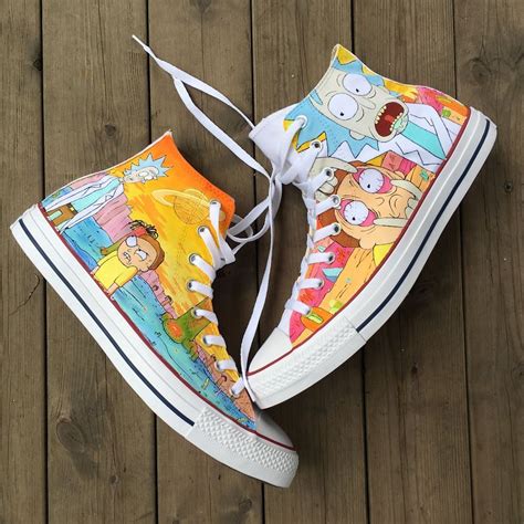 I Hand Painted These Shoes With Rick And Morty Characters Painted
