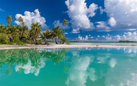 Nature Tropical Island Beach White Sand Turquoise Sea Reflection Summer French
