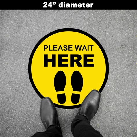 Please Wait Here Social Distancing Floor Decal
