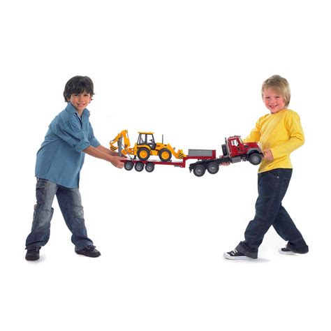 Bruder 02813 Mack Granite Flatbed Truck W Jcb Loader Backhoe Queens Baby