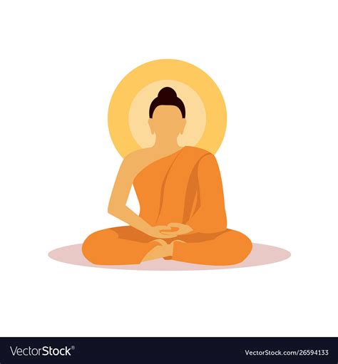 Buddhist Monk In Meditation Flat Design Royalty Free Vector
