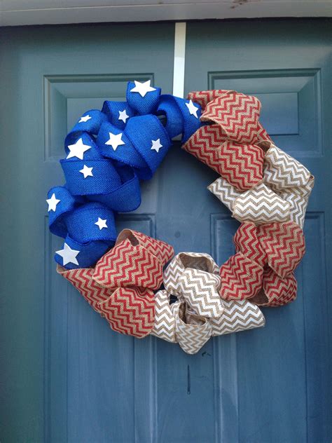 4th Of July Wreath With Burlap Ribbon 4th Of July Wreath Burlap