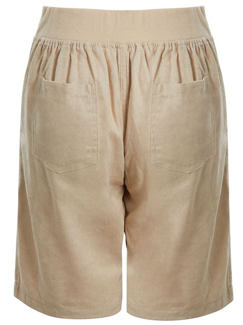 Womens Linen Shorts Elastic Waist New Ladies Short Size 10 12 14 16 18 Ebay