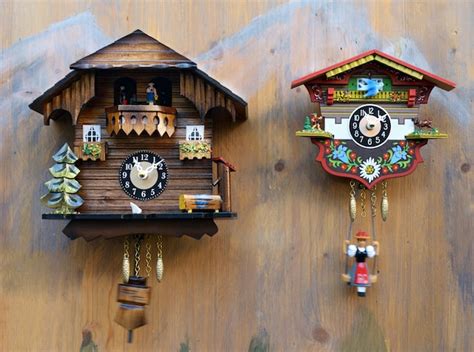 Premium Photo Traditional Colorful Wooden Cuckoo Clocks