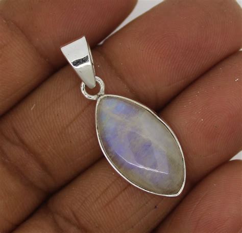 Natural Rainbow Moonstone Pendants Solid 925 Sterling Silver Jewelry 3