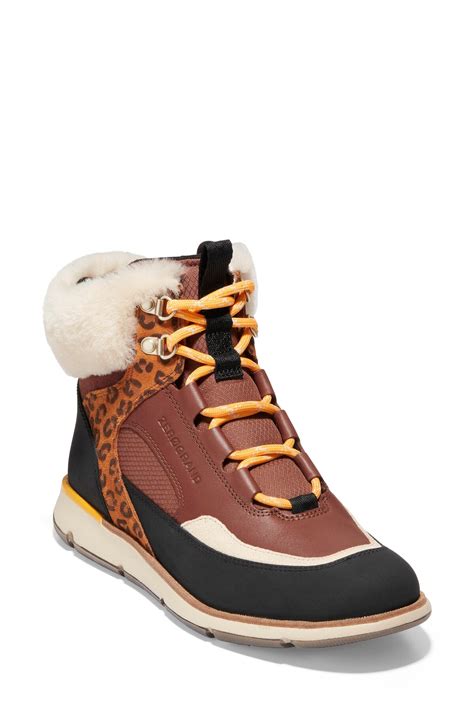 cole haan zerogrand waterproof hiker boot with genuine shearling trim in at nordstrom editorialist