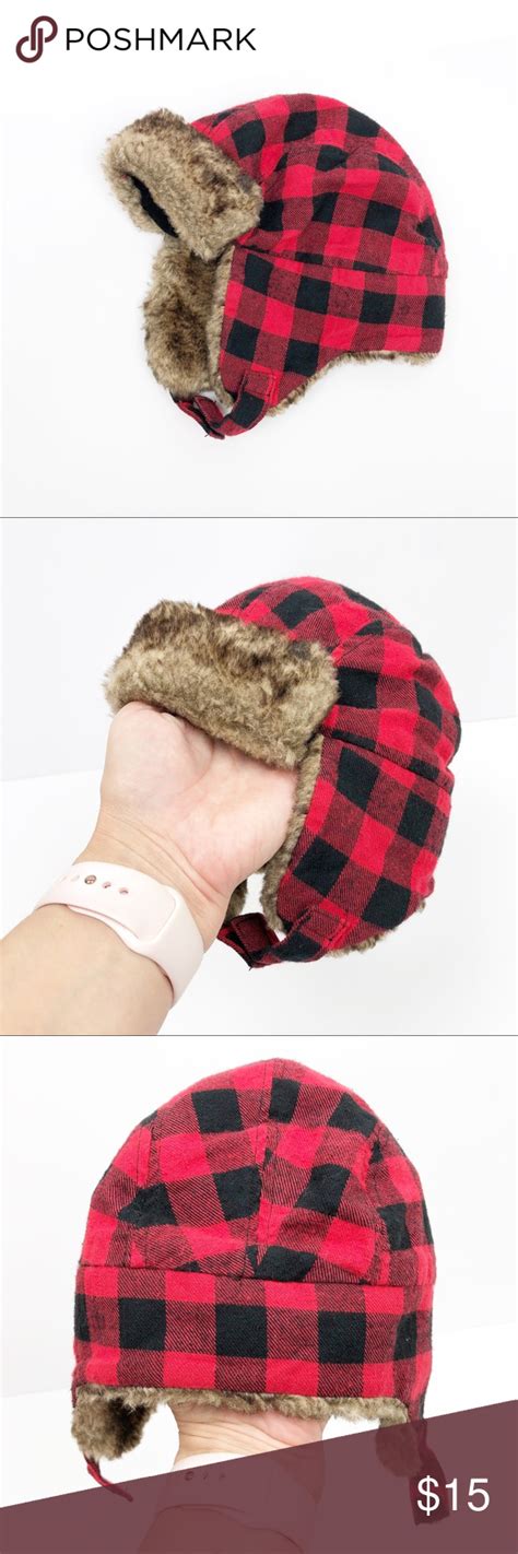 Old Navy Buffalo Plaid Fur Lined Trapper Hat 6 12 Trapper Hats Old