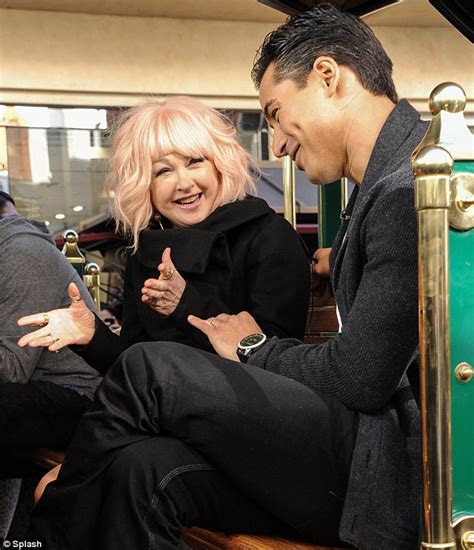 Cyndi Lauper 59 Shows Off Her Quirky Style With Pink Hair And Cut Out Pattern Skirt For
