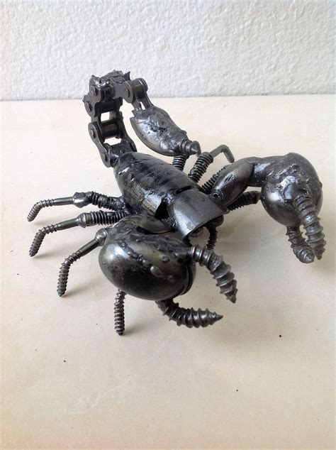 scorpion scrap metal sculpture model recycled handmade art etsy