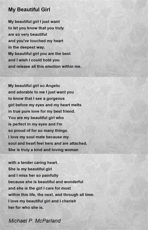 My Beautiful Girl My Beautiful Girl Poem By Michael P Mcparland