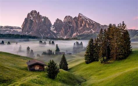 Download Wallpapers Dolomite Alps Morning Sunrise Fog Mountain