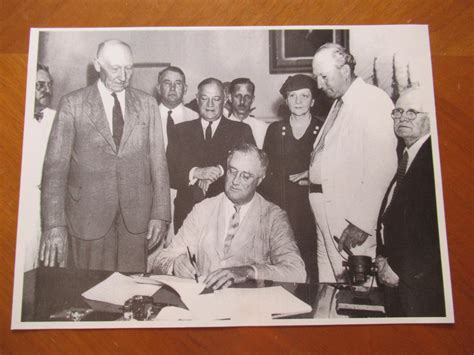 original photograph reprint of photograph of franklin d roosevelt signing the social security