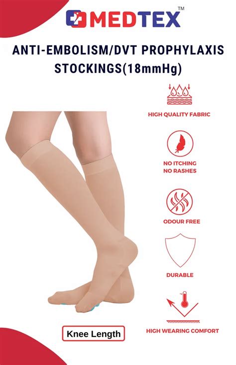 Microfiber Medtex Dvt Anti Embolism Stockings Skin Colour Knee High At
