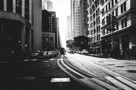 Black And White Photo Of City Street Stock Photo Free Download