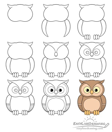 How To Draw A Owl Step By Step For Kids