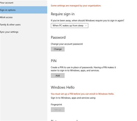 In Setting Accounts Sign In Options I Get A Message Some Settings Microsoft Community