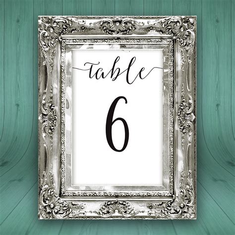 Table Number Template 4x6 Silver Wedding Table Numbers Printable 1 30