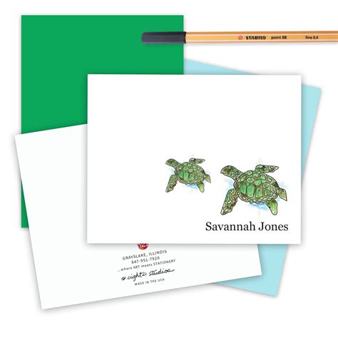 Sea Turtle Stationery Set Of 10 With Envelopes Personalized Etsy