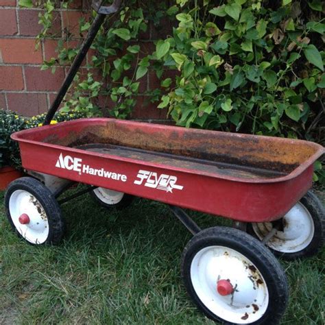 Vintage Red Wagon Ace Hardware Flyer Metal Rusty Interior Red Wagon