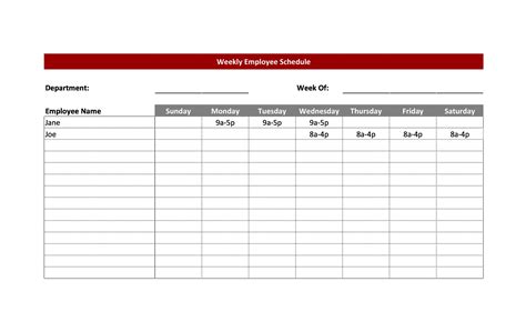 Free Employee Schedule Templates Excel Word Pdf