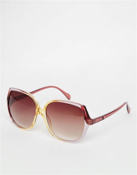 Image 1 Of Asos Oversized 70s Sunglasses In Pink Graduated Frame 70s