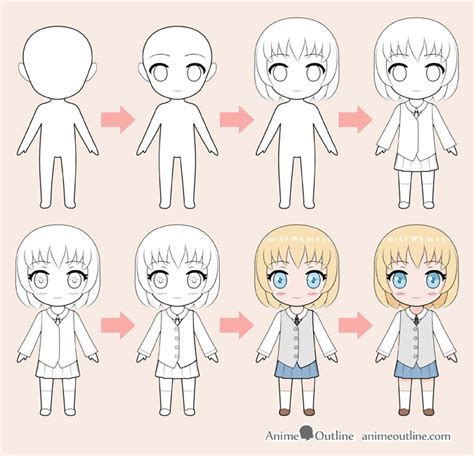 How To Draw Chibi Anime Character Step By Step Animeoutline Cartoon