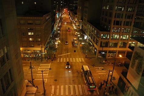 Seattle Street Night Downtown From Above Washington Us Flickr