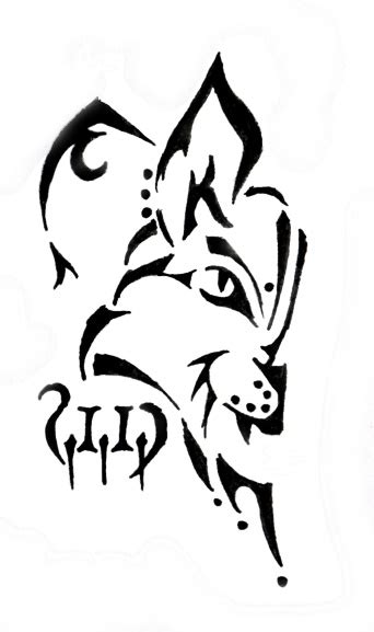 Tribal Black Lynx Tattoo Design