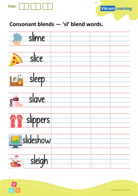 Sl Words Consonant Blend Poster For Sl With Pictures