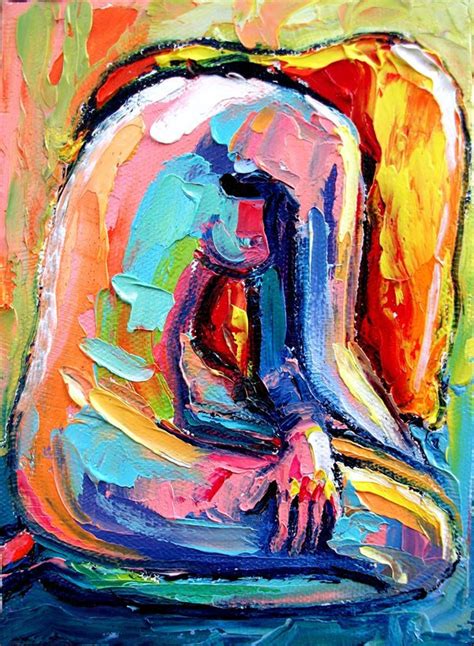 colorful abstract nude art femme 152 9x12 print reproduction by aja etsy